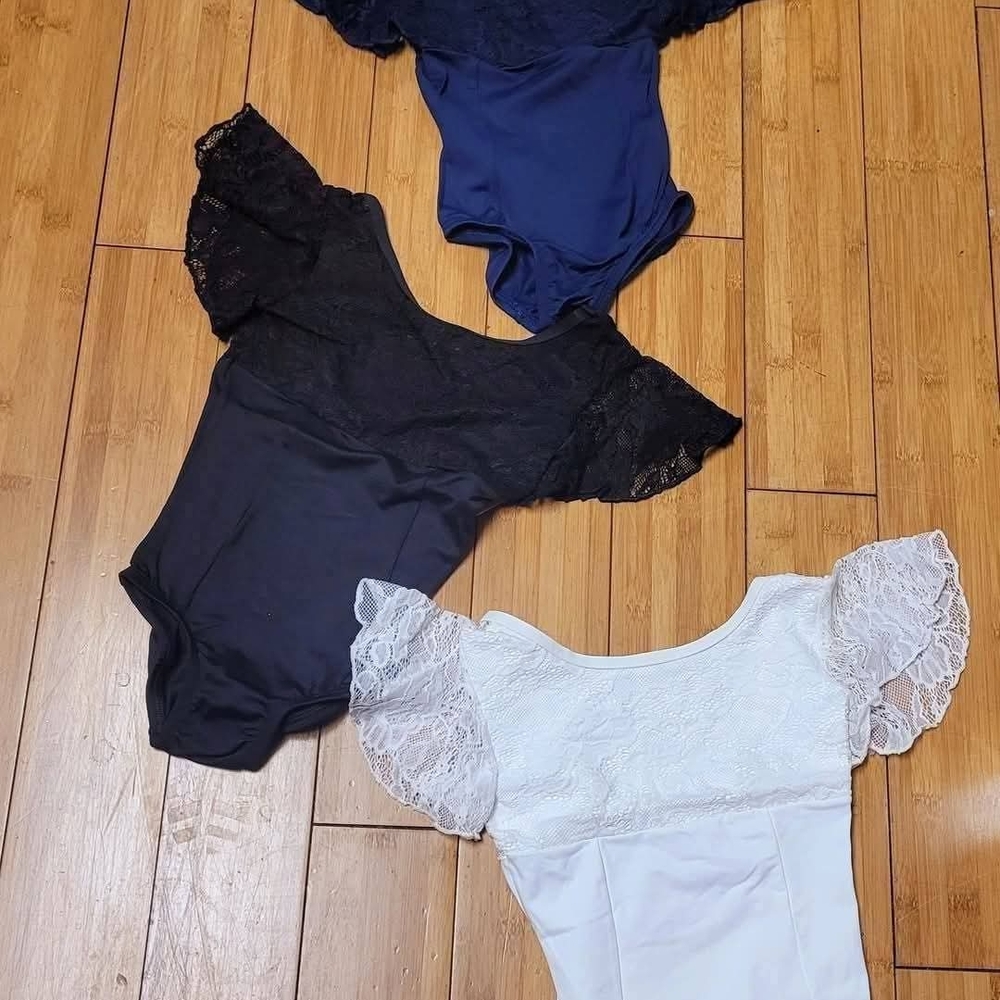 Elegant Lace Sleeve Women's Tops - Black, Navy, White